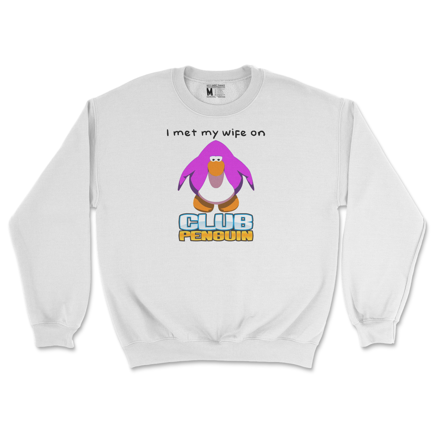 Gildan SoftStyle Crew Neck Club Penguin Wife  in White