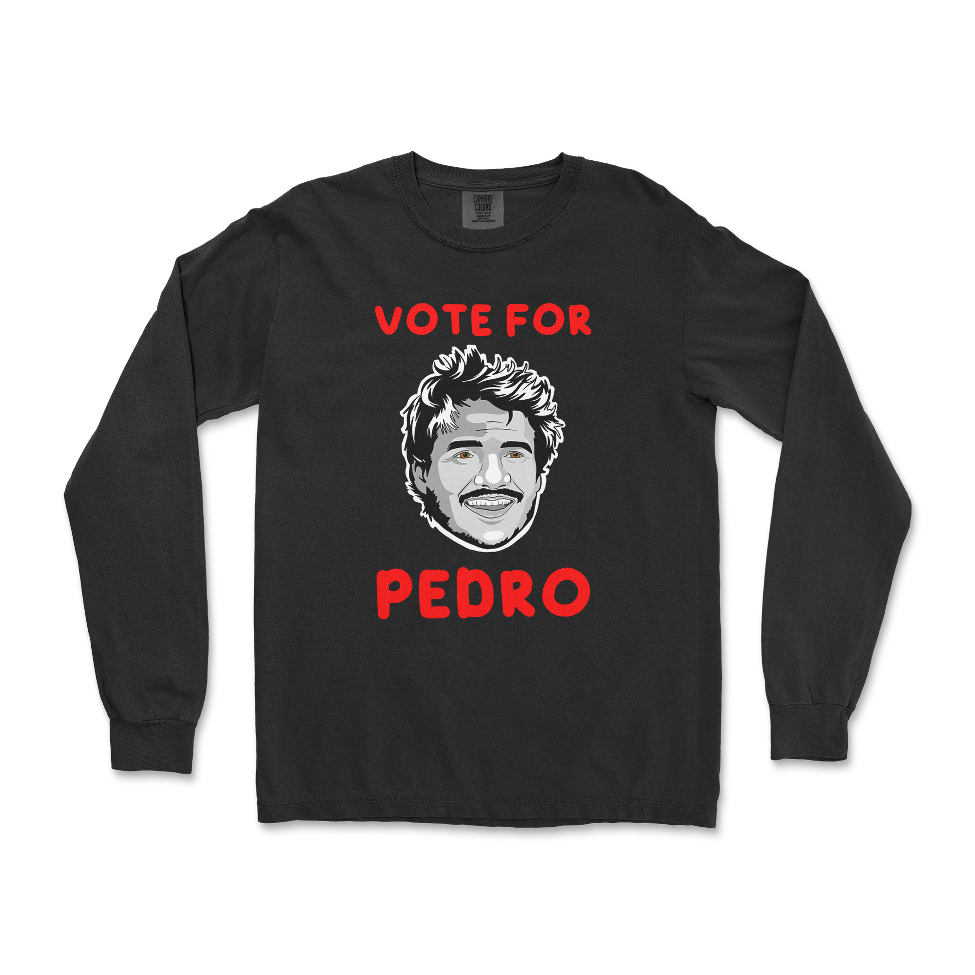 Comfort Colors Long Sleeve Vote For Pedro in Black