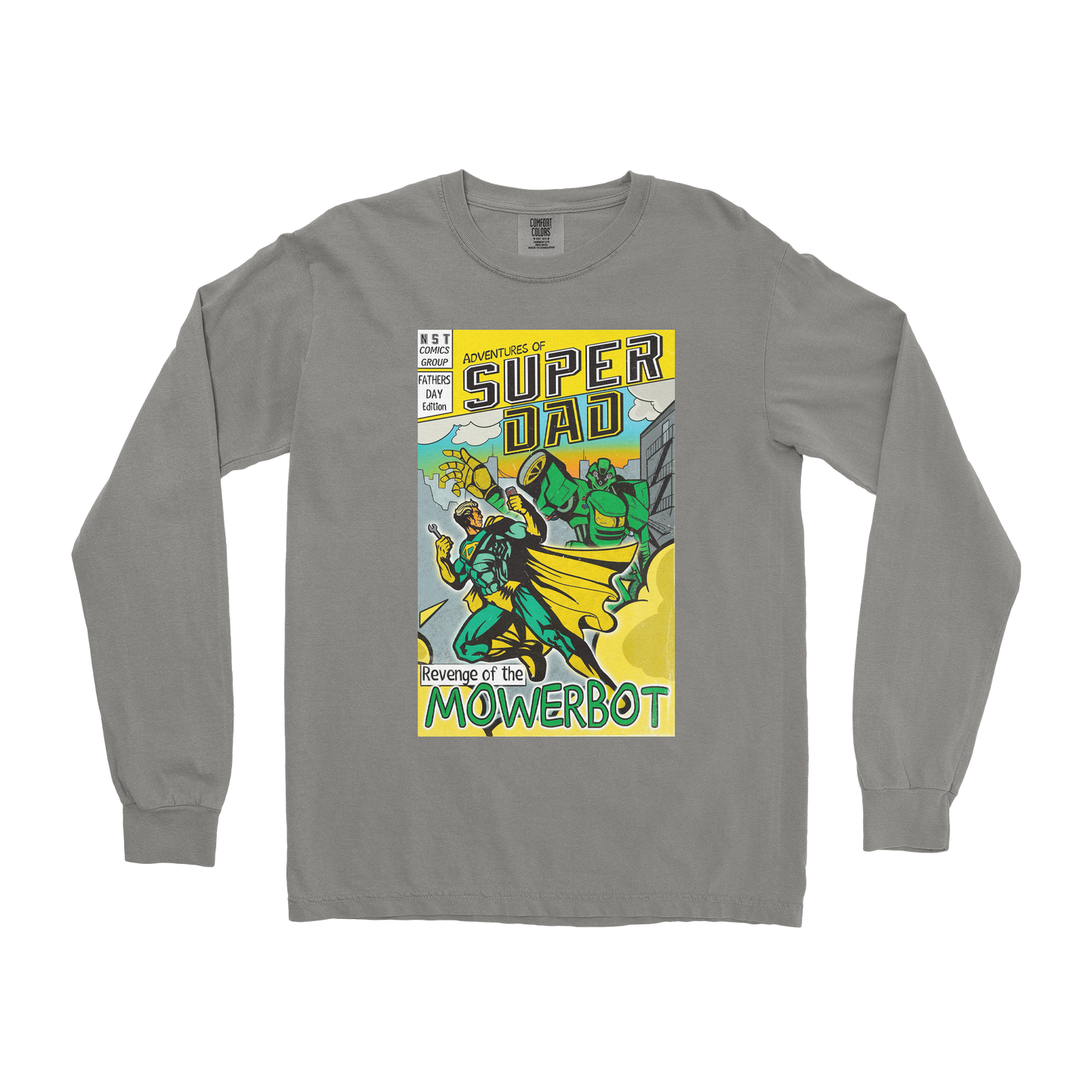 Comfort Colors Long Sleeve Super Dad in Grey