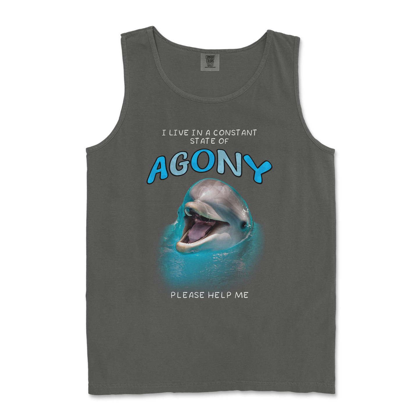 Comfort Colors Tank Top Agony Dolphin in Pepper