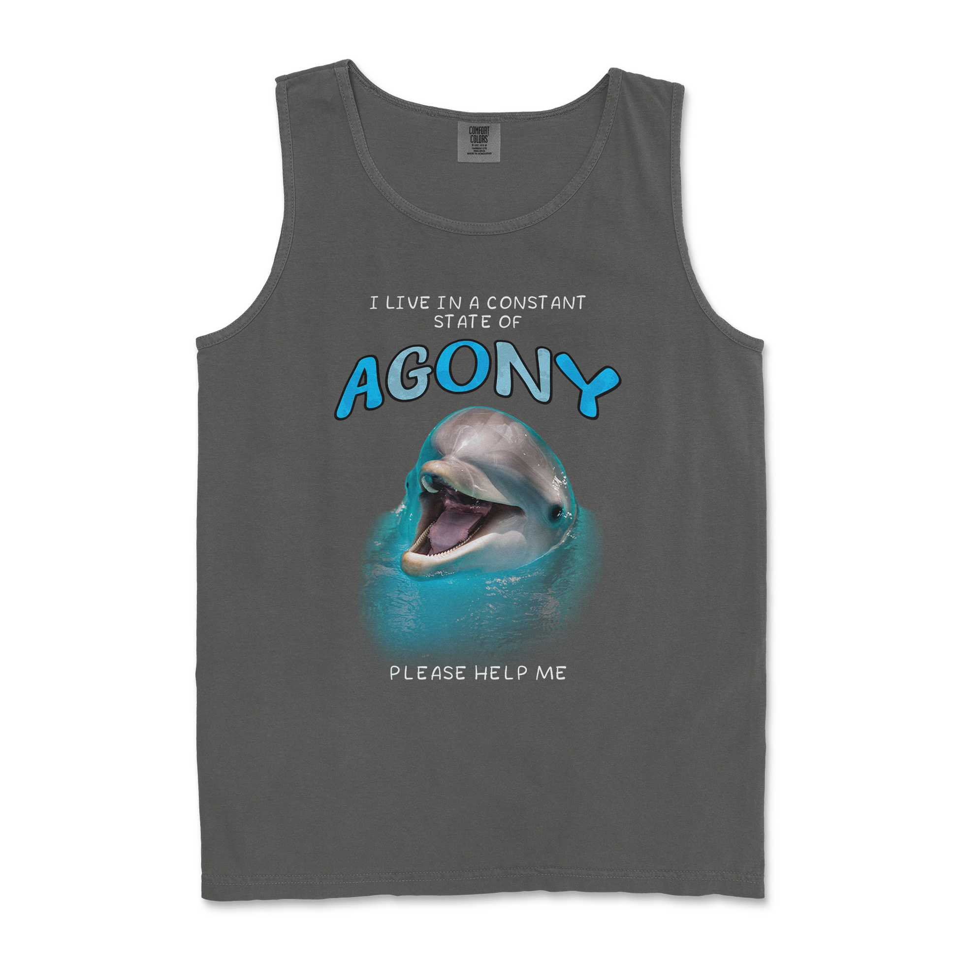 Comfort Colors Tank Top Agony Dolphin in Pepper