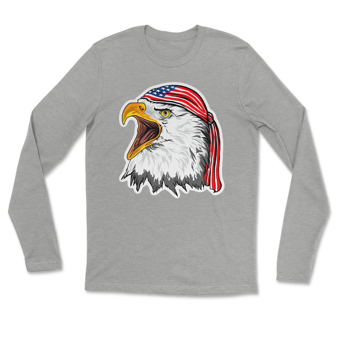 Heavy Blend Long Sleeve Freedom Eagle in Grey Heather