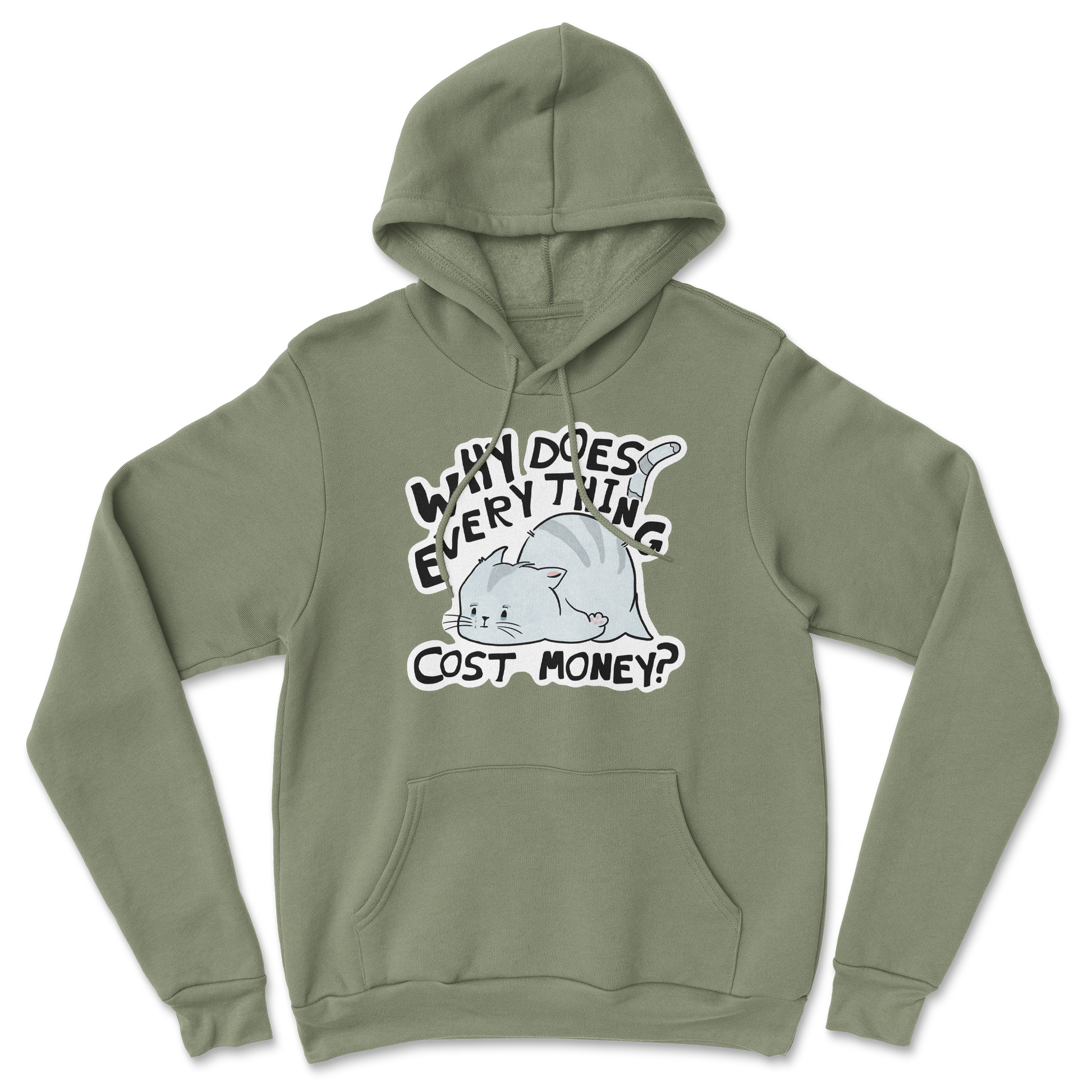 Heavy Blend Hoodie Broke Cat in Military Green