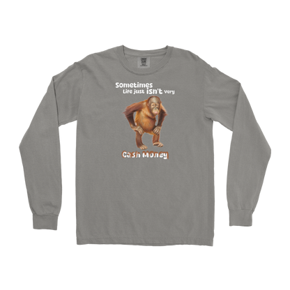 Comfort Colors Long Sleeve Cash Money Monkey  in Grey