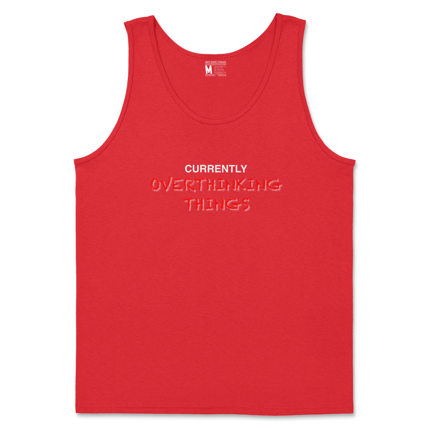 Gildan SoftStyle Tank Top For Our Lil Overthinker in Red