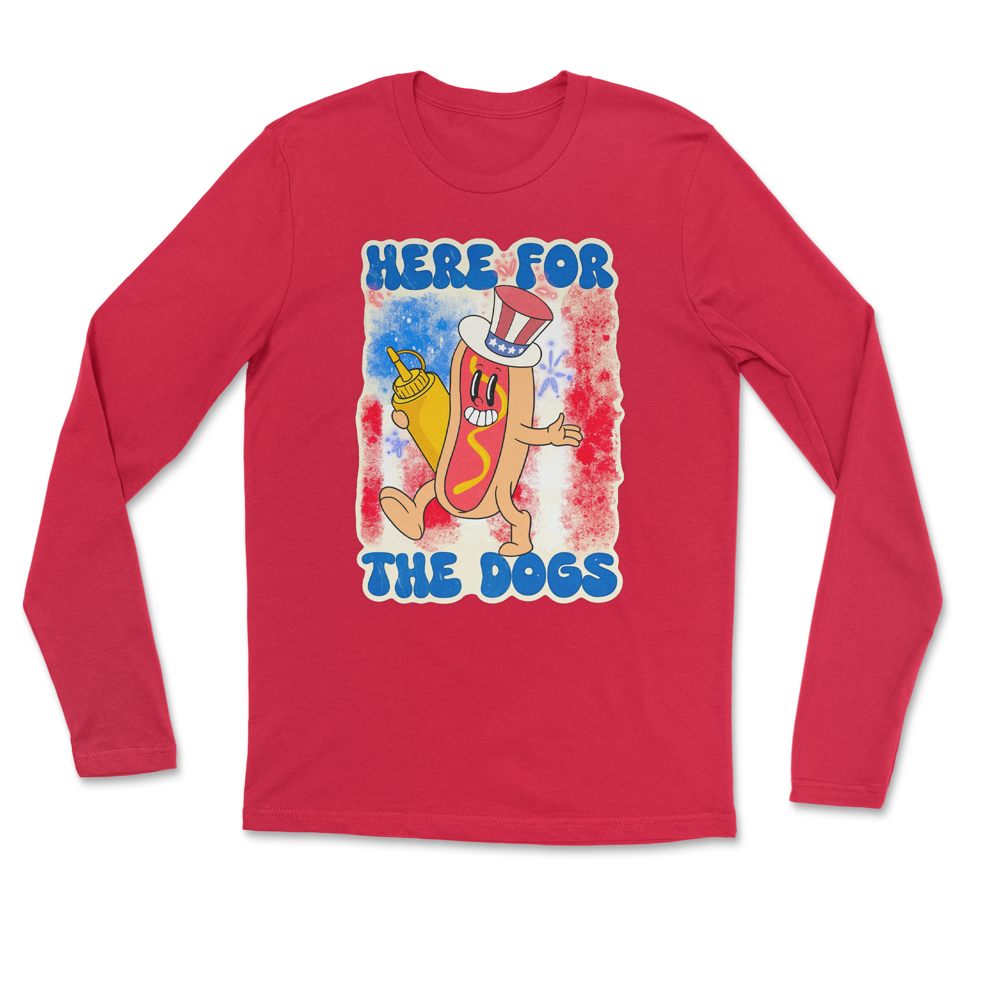 Heavy Blend Long Sleeve Hot Dog in Red
