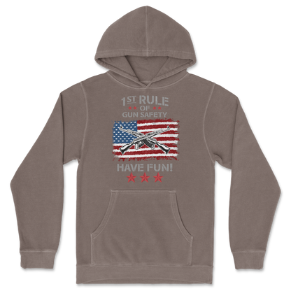 Independent Clothing Co. Hoodie 1st Rule of Gun Safety in Clay