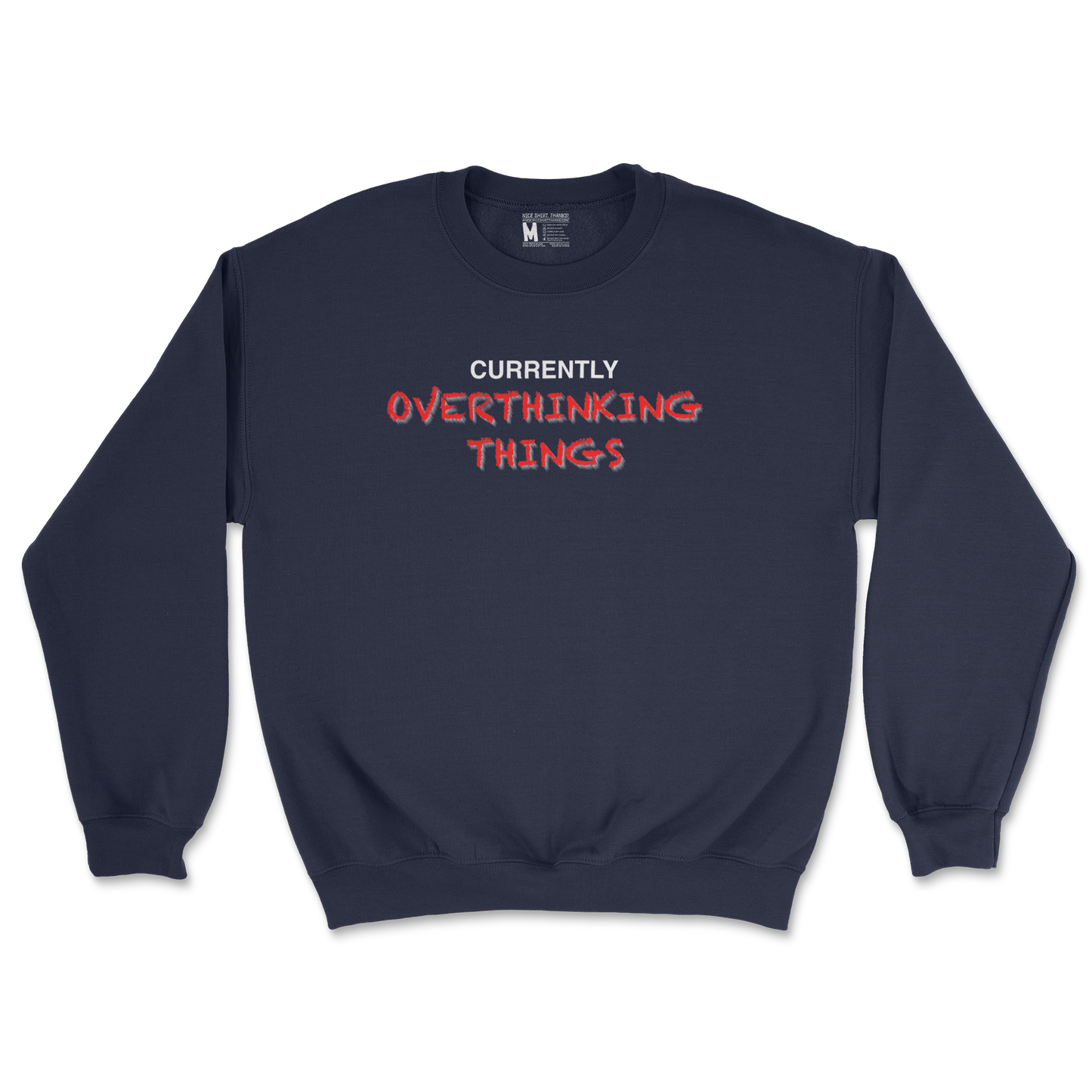 Gildan SoftStyle Crew Neck For Our Lil Overthinker in Navy