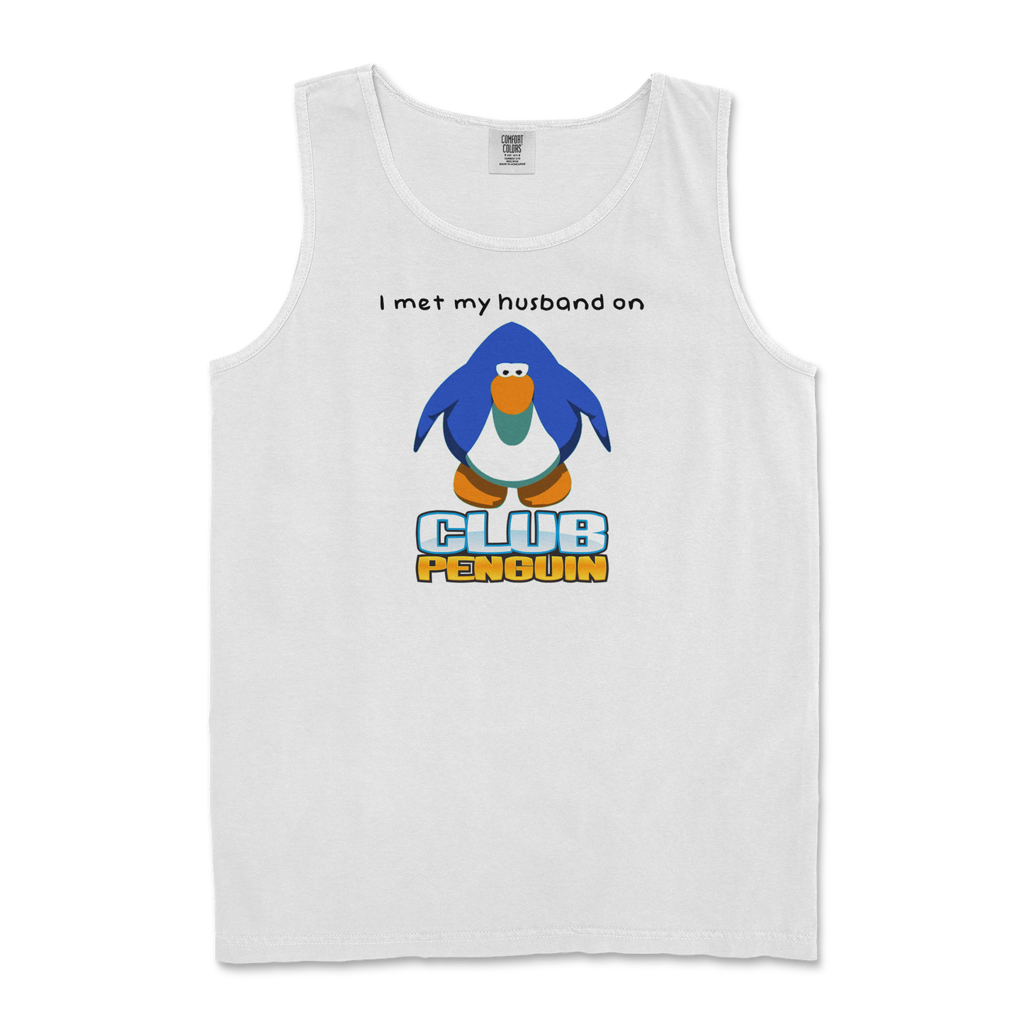 Comfort Colors Tank Top Club Penguin Husband  in White