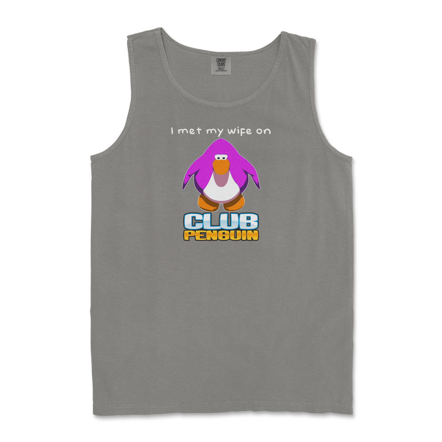 Comfort Colors Tank Top Club Penguin Wife  in Grey