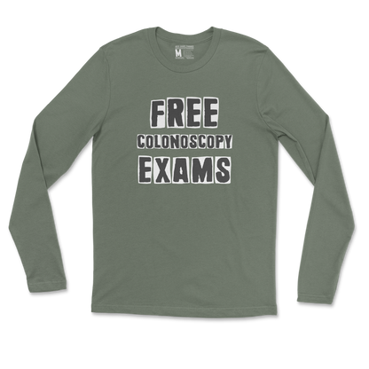 Gildan SoftStyle Long Sleeve Free Colonoscopy Exams in Military Green