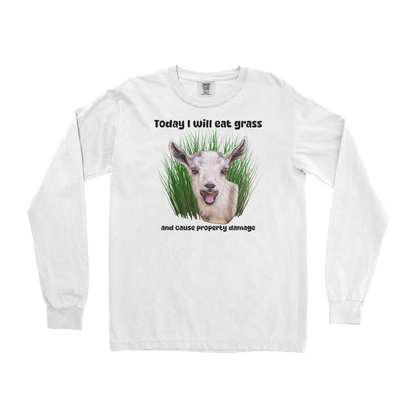 Comfort Colors Long Sleeve Crazy Goat  in White