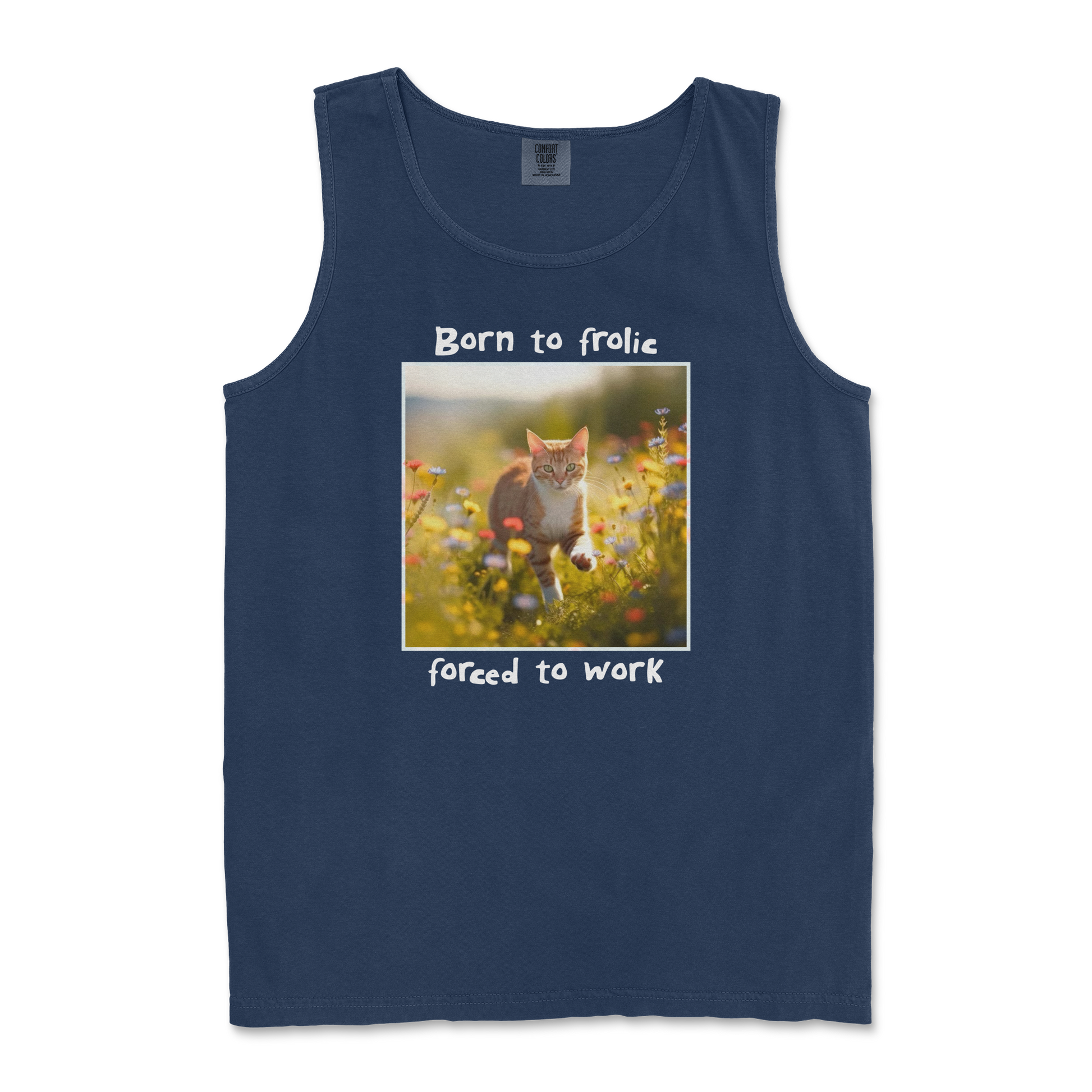 Comfort Colors Tank Top Born to Frolic  in True-Navy