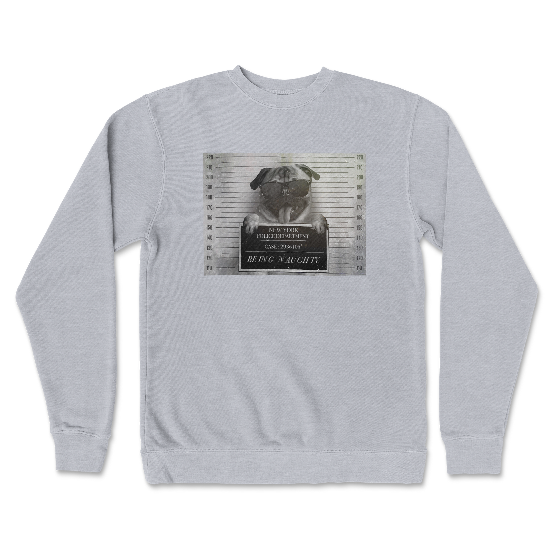 Independent Clothing Co. Crew Neck Naughty Pug in GreyHeather