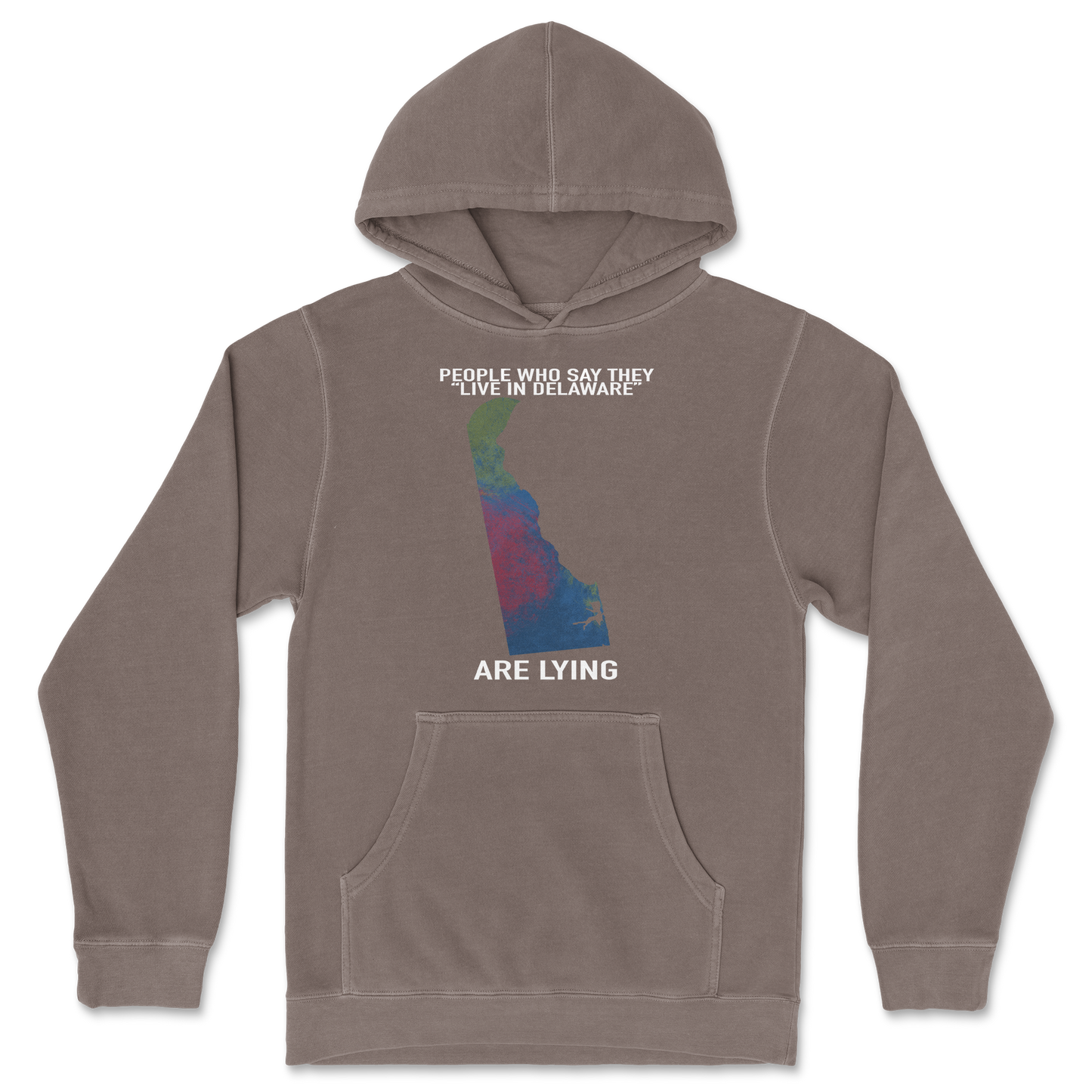 Independent Clothing Co. Hoodie Delaware Doesnt Exist in Clay