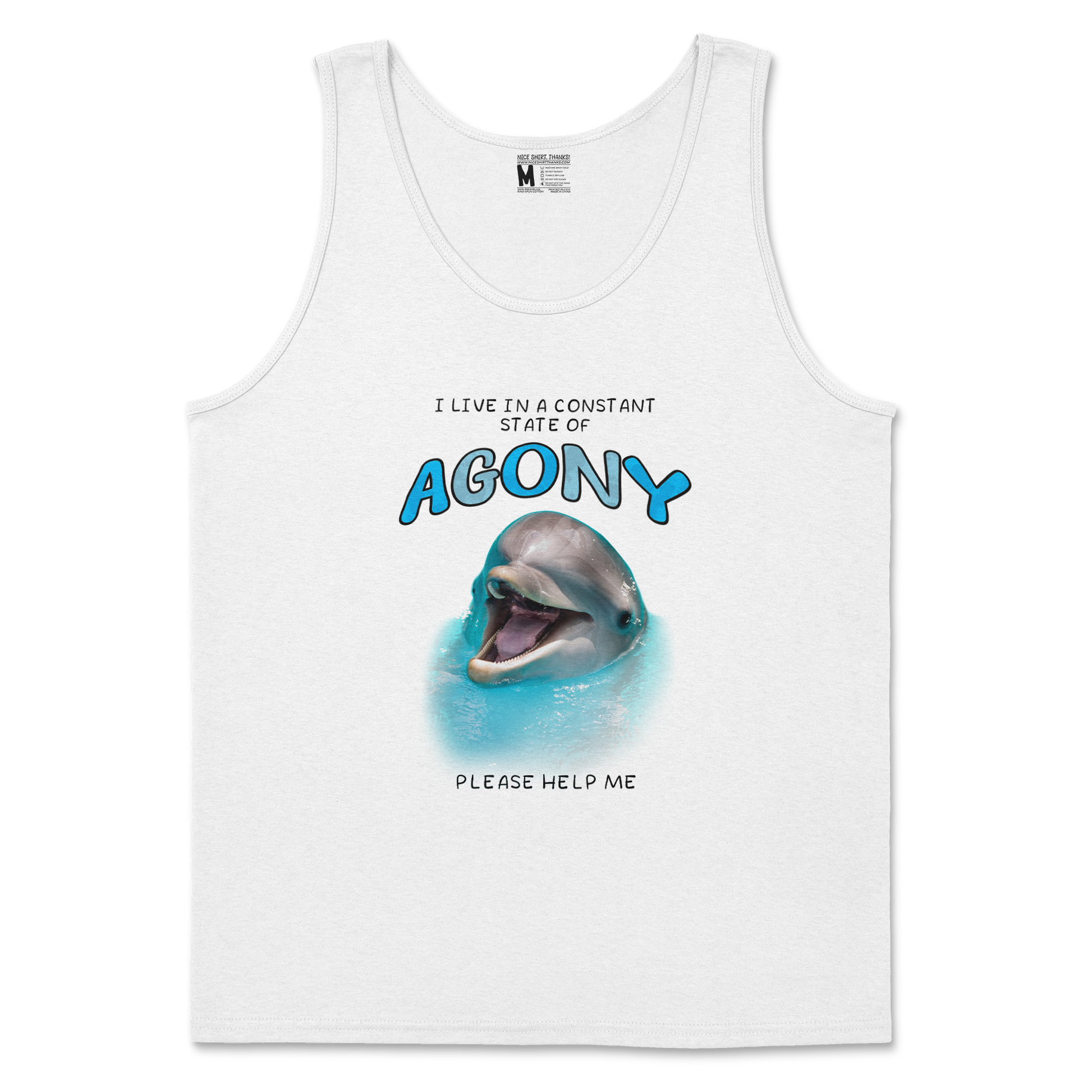 Gildan SoftStyle Tank Top Agony Dolphin in White