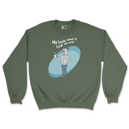 Gildan SoftStyle Crew Neck My Kids Wont Talk To Me in Military Green