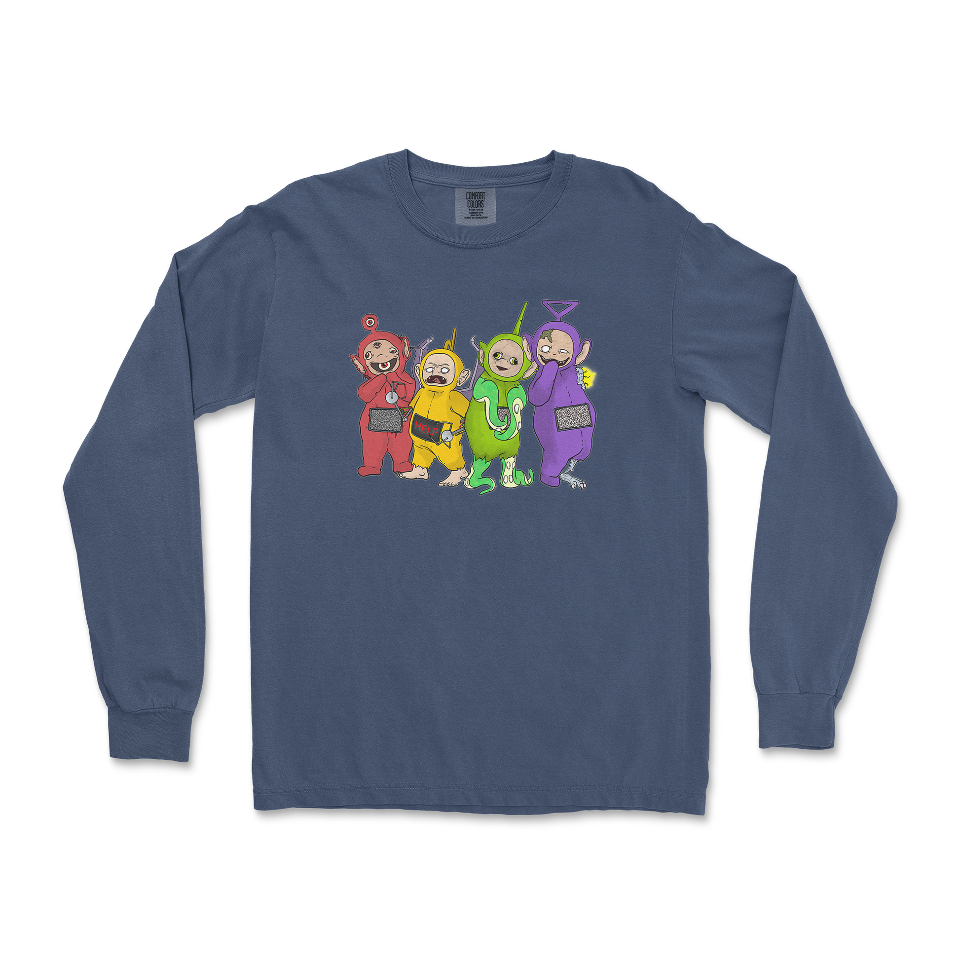 Comfort Colors Long Sleeve Telatubbies in Midnight