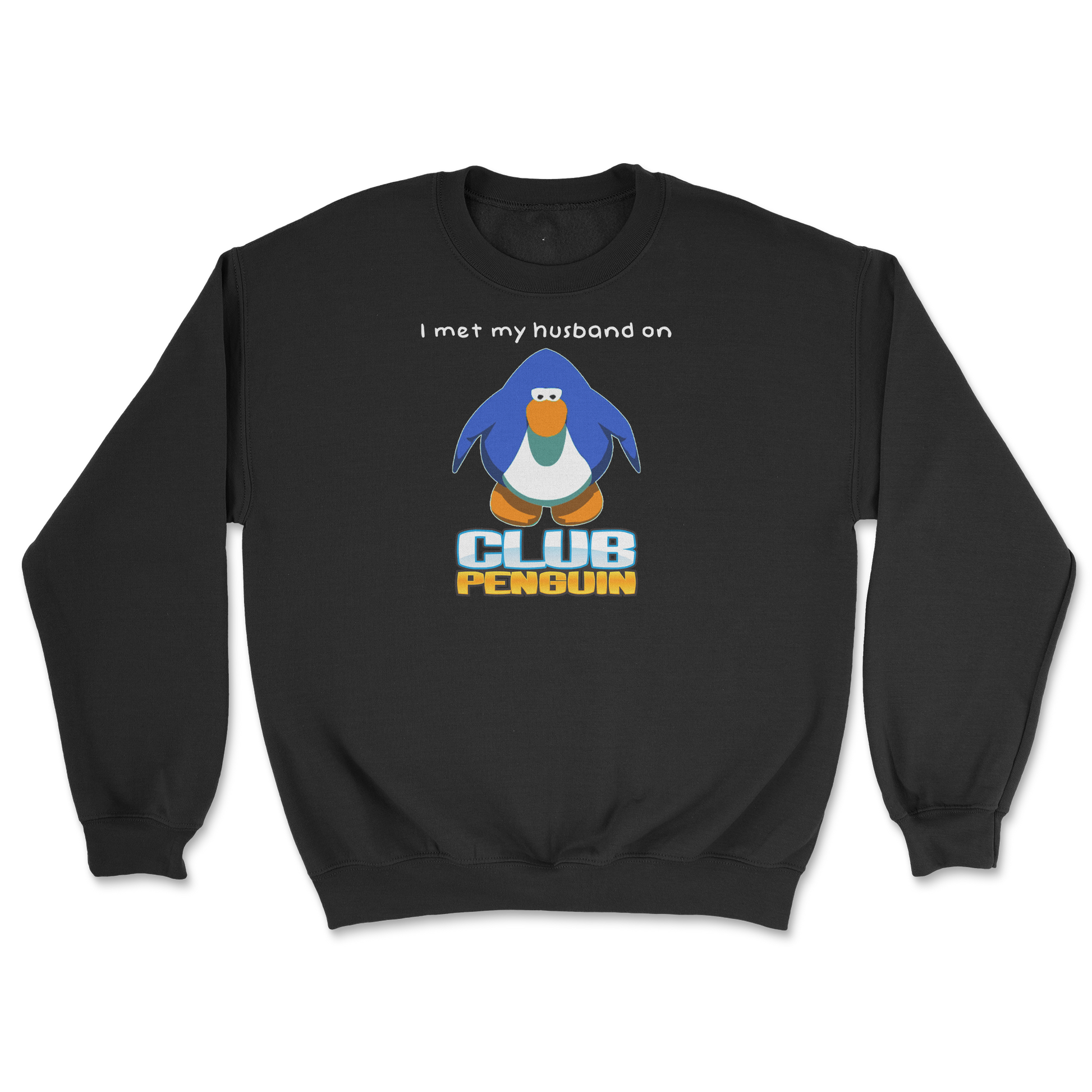 Gildan SoftStyle Crew Neck Club Penguin Husband  in Black