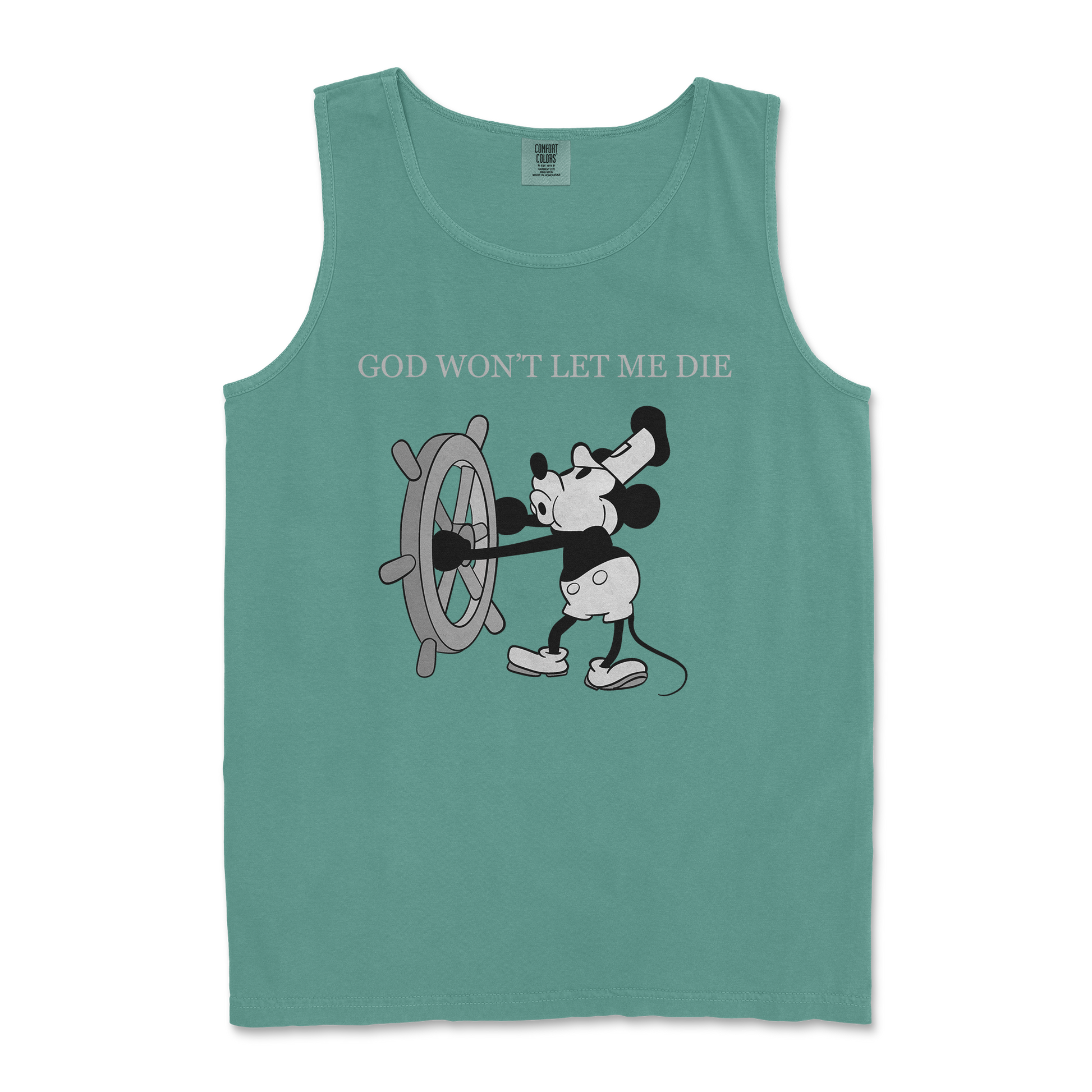 Comfort Colors Tank Top God Wont Let Me Die in LightGreen