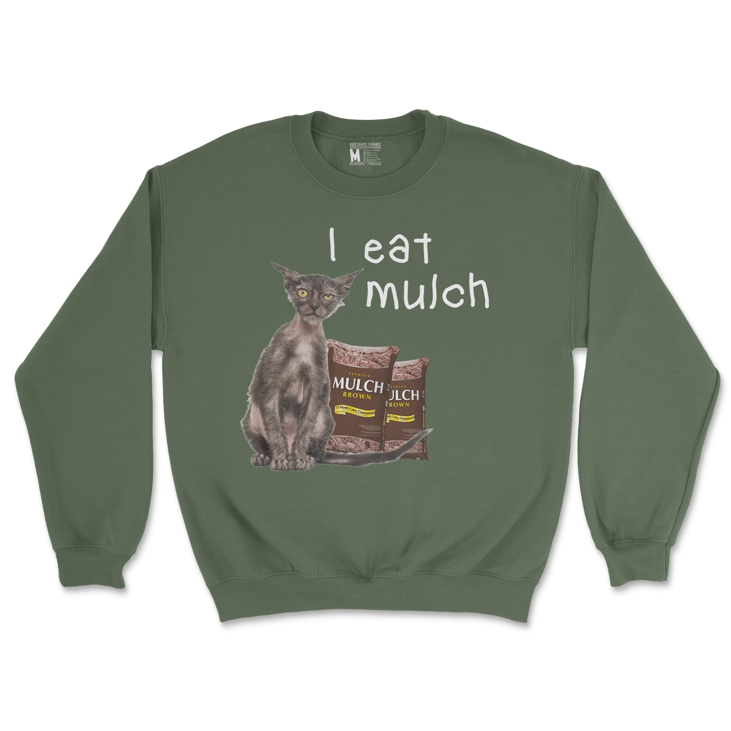 Gildan SoftStyle Crew Neck I Eat Mulch in Military Green