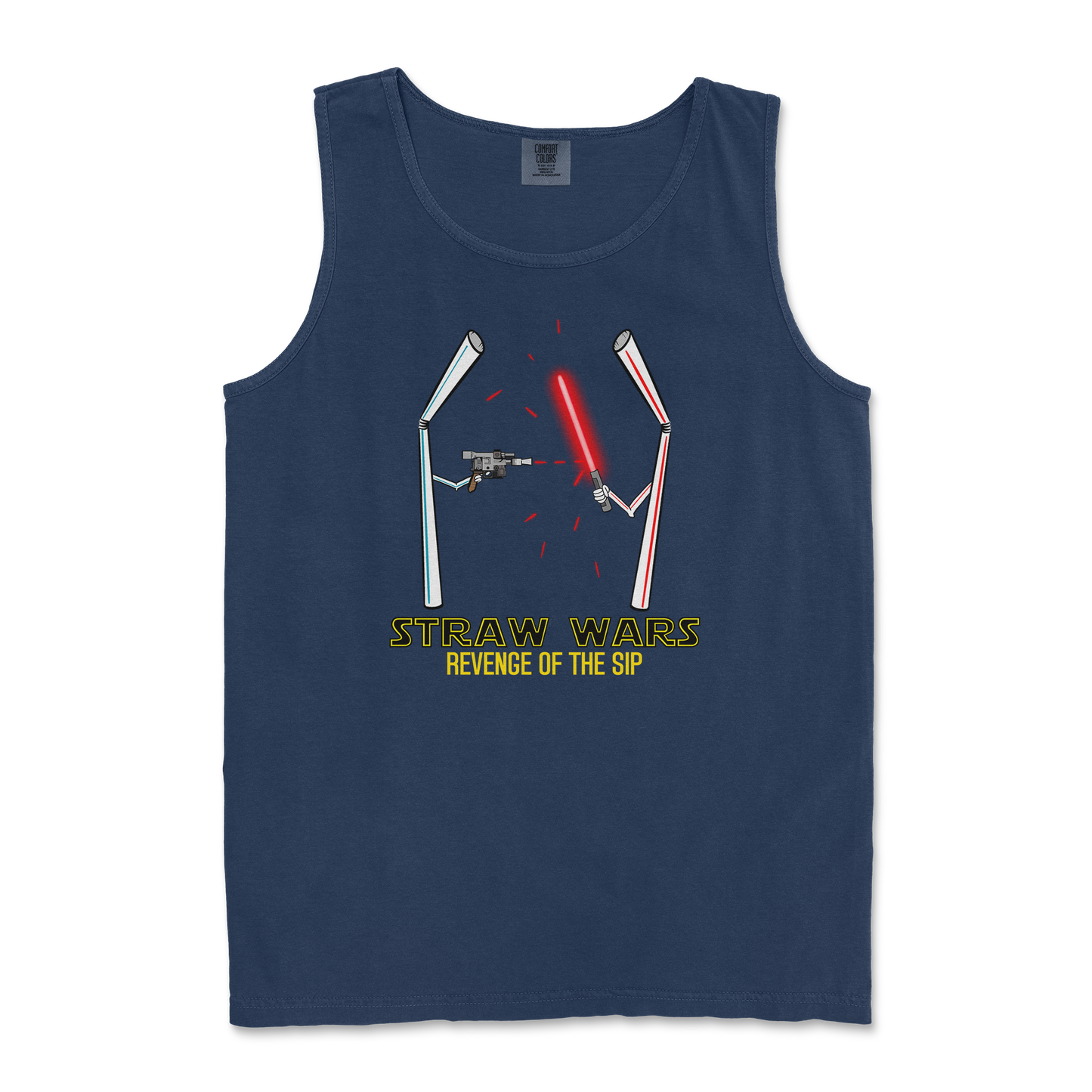 Comfort Colors Tank Top Straw Wars in TrueNavy