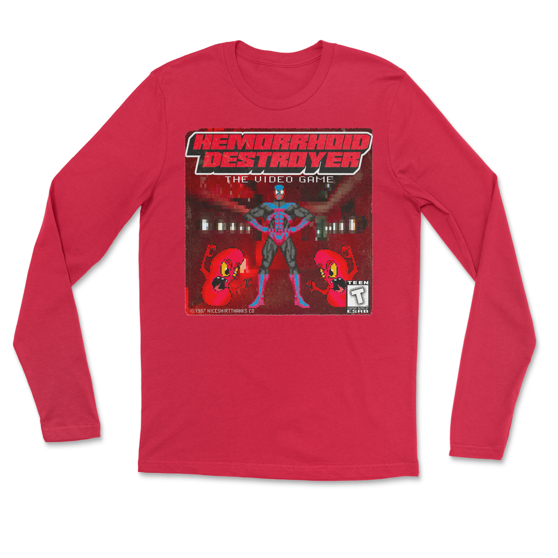 The Nice Shirt Long Sleeve Hemorrhoid Destroyer  in Red