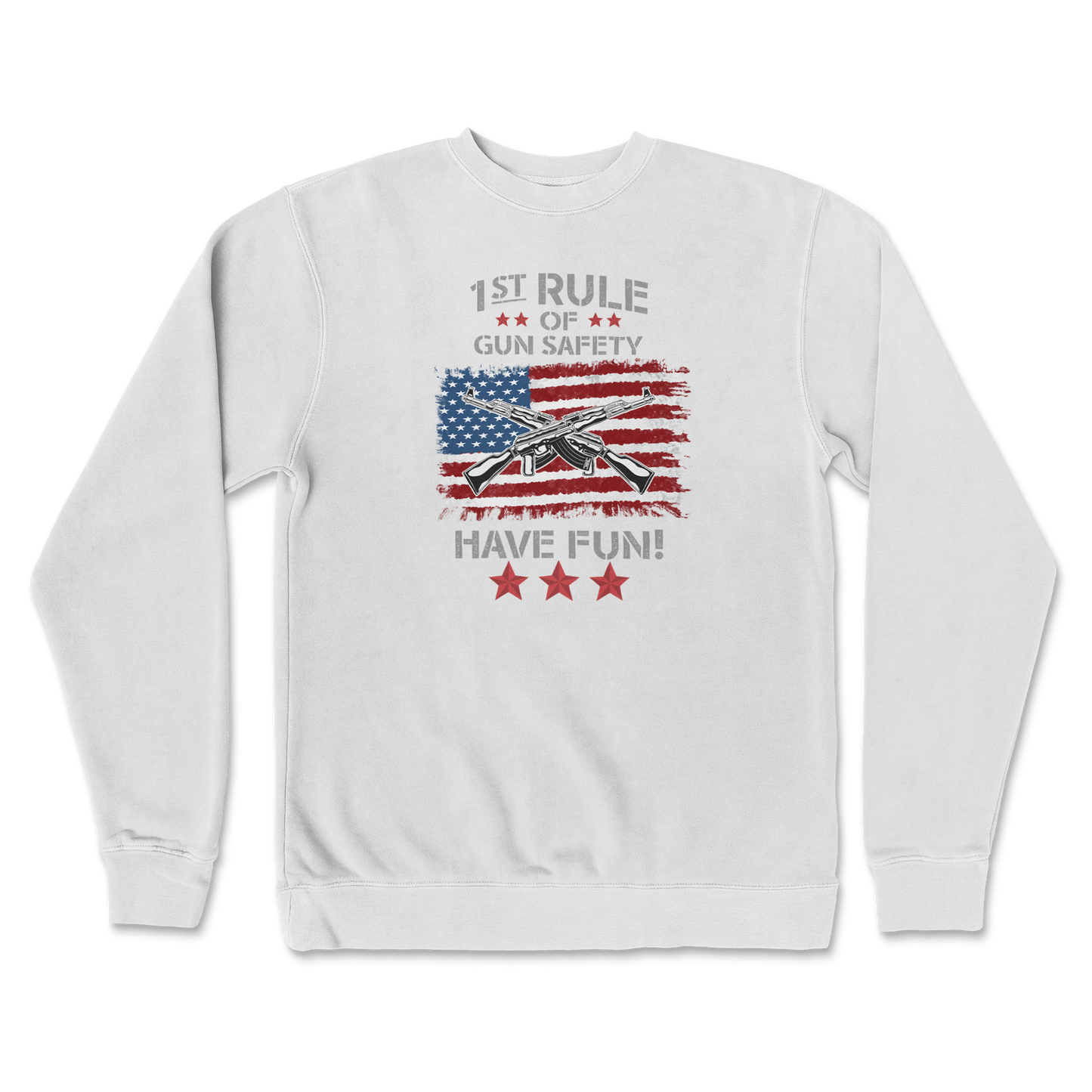 Independent Clothing Co. Crew Neck 1st Rule of Gun Safety in White