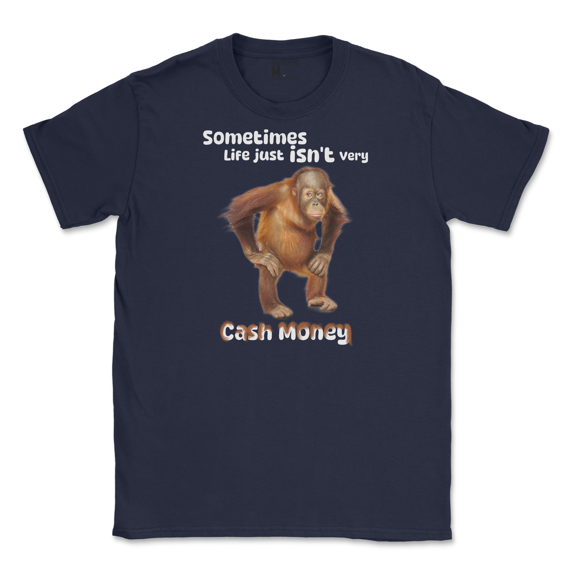 Gildan SoftStyle T-Shirt Cash Money Monkey  in Navy