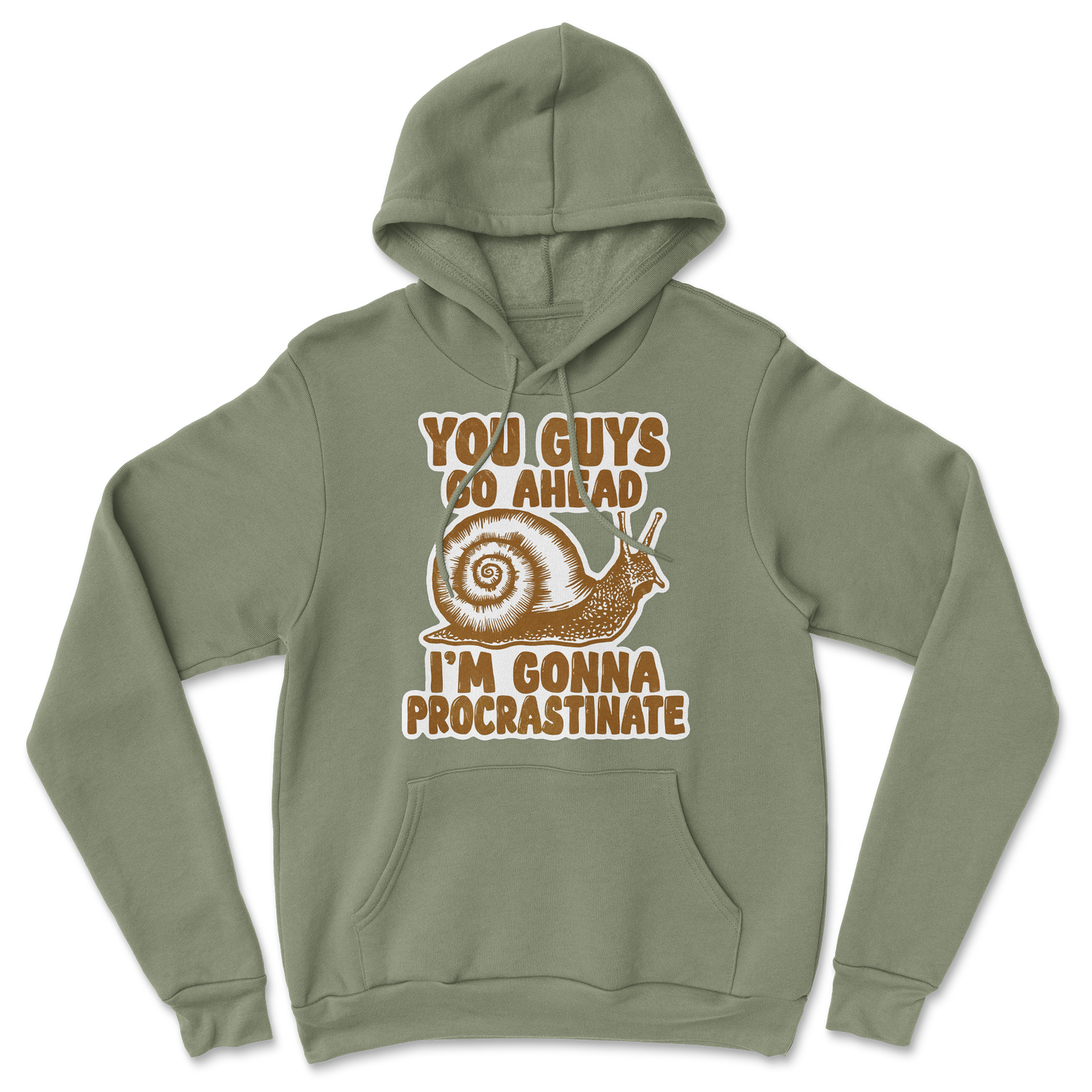 The Nice Shirt Hoodie Procrastinating Snail  in Military-Green