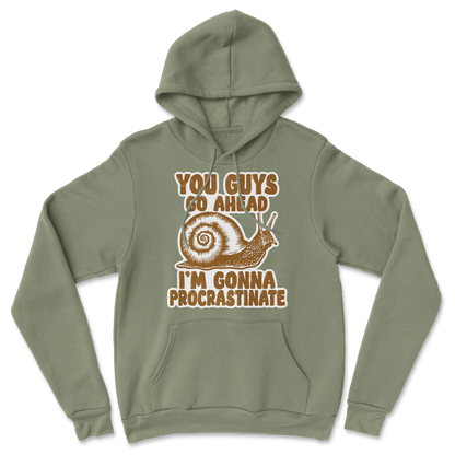 The Nice Shirt Hoodie Procrastinating Snail  in Military-Green