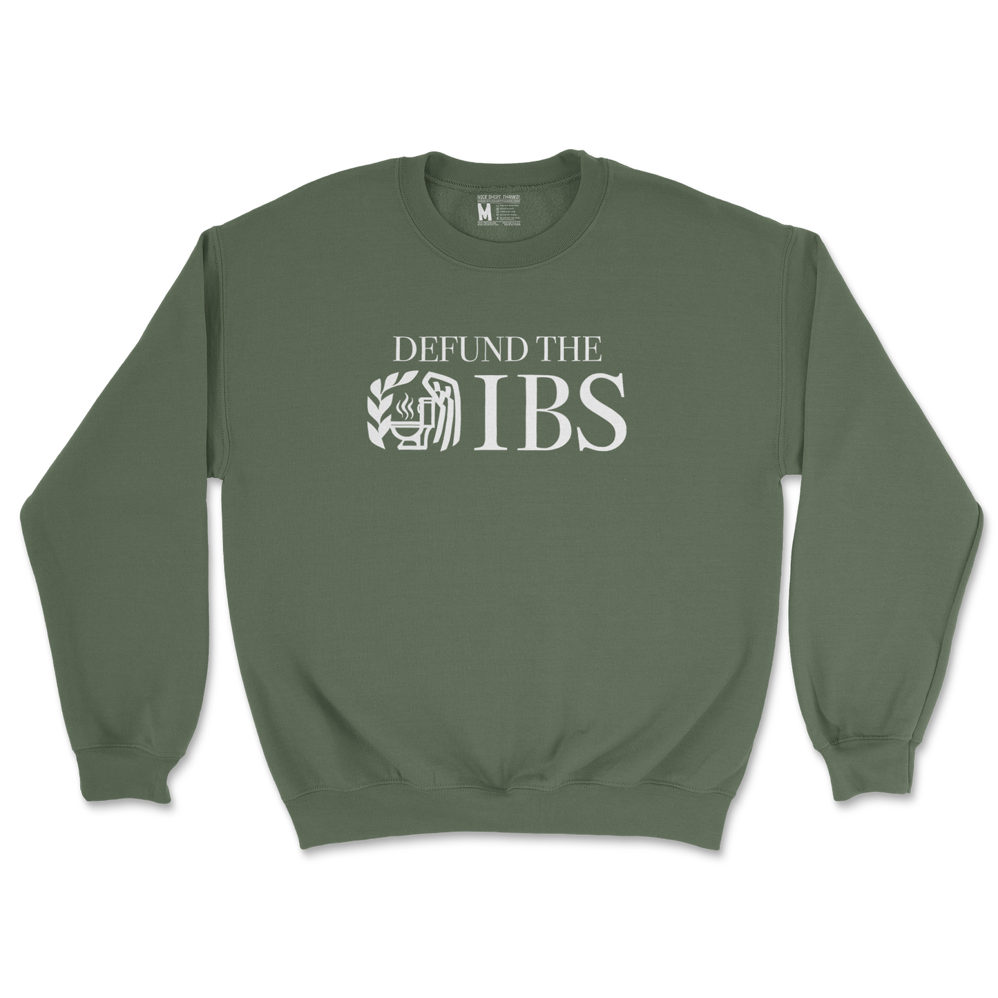 Gildan SoftStyle Crew Neck Defund The IBS in Military Green