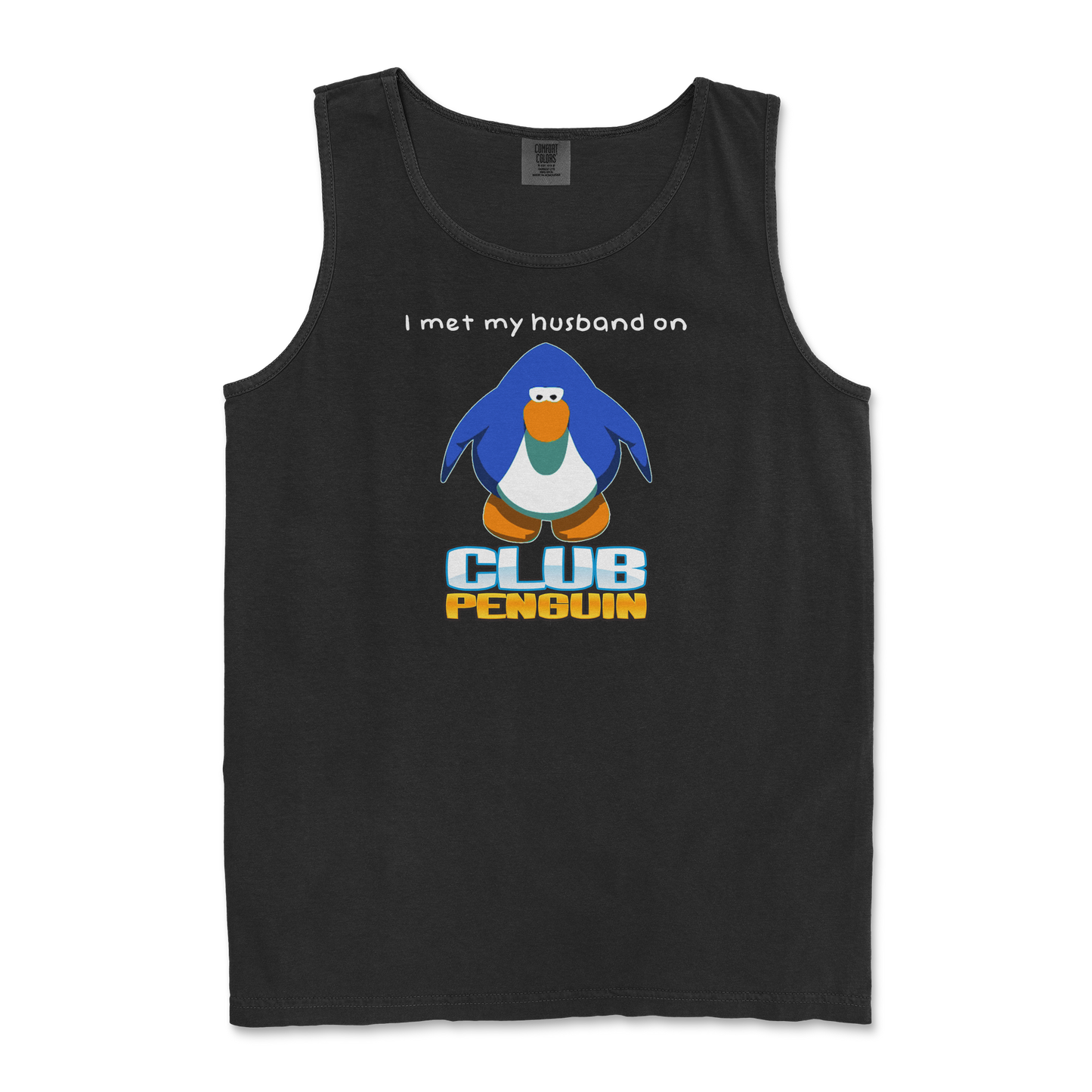 Comfort Colors Tank Top Club Penguin Husband  in Black