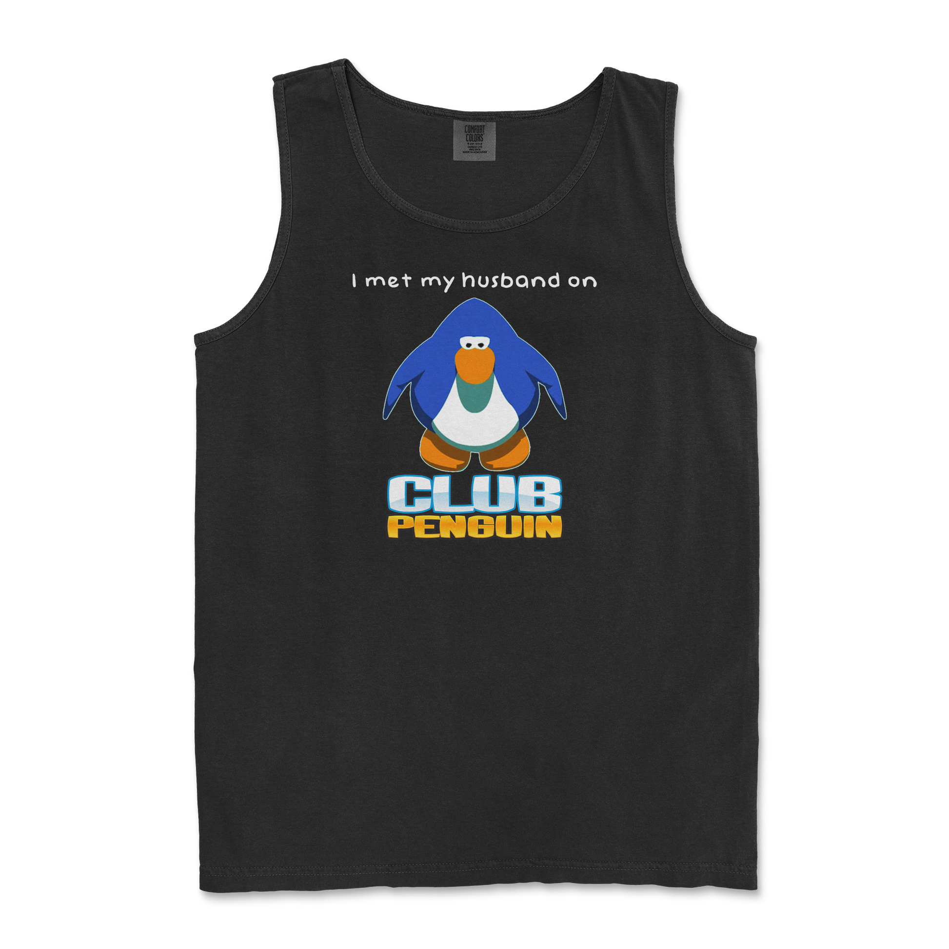 Comfort Colors Tank Top Club Penguin Husband  in Black