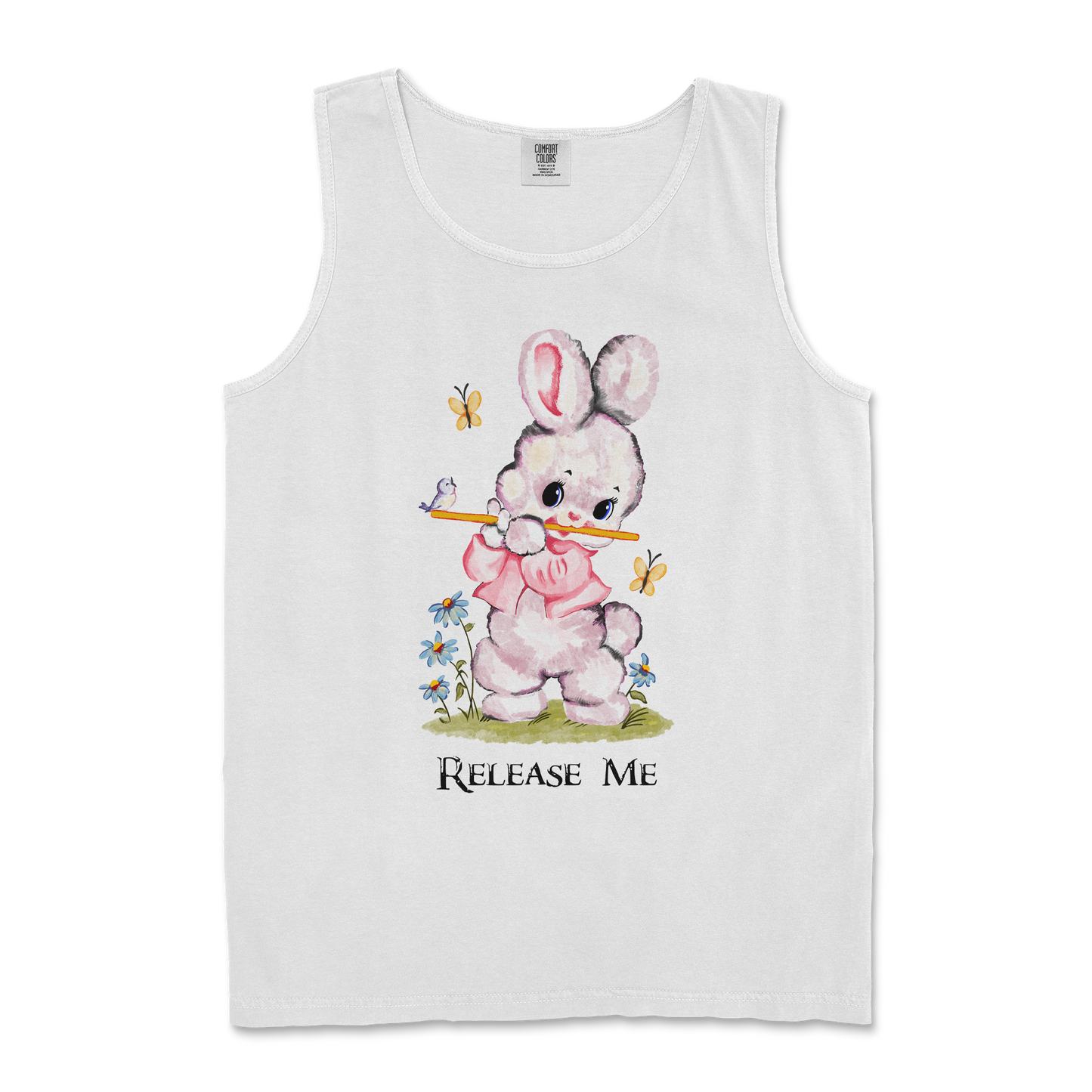 Comfort Colors Tank Top Cute Bunny in White