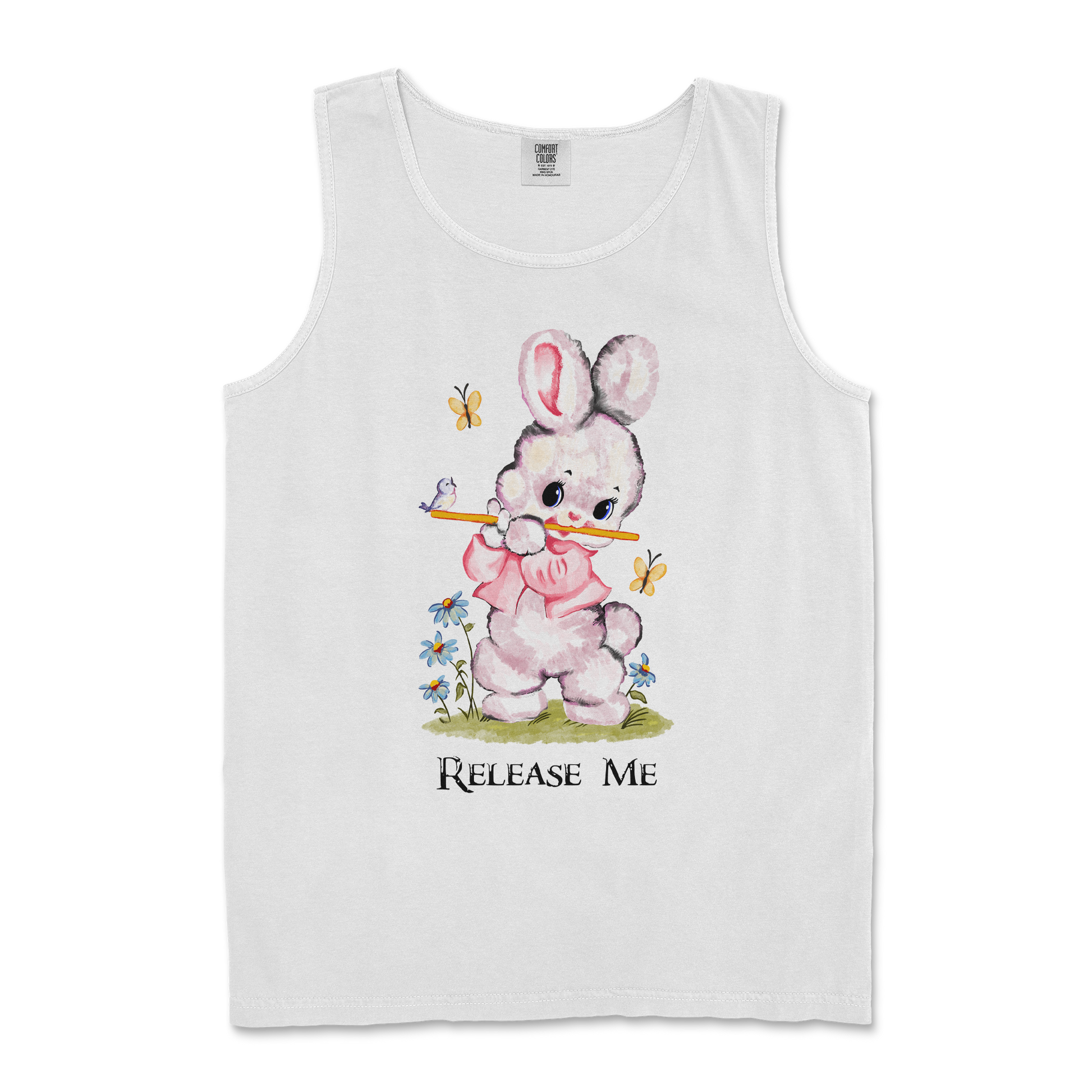 Comfort Colors Tank Top Cute Bunny in White