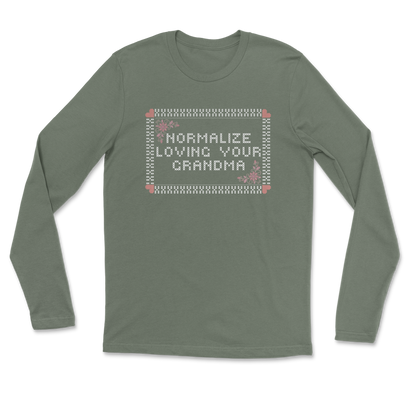 Heavy Blend Long Sleeve Cross Stitch in Military Green