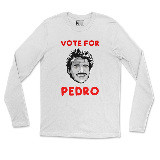 Gildan SoftStyle Long Sleeve Vote For Pedro in White