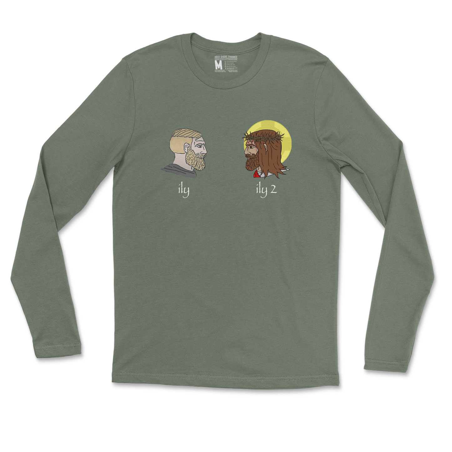 Gildan SoftStyle Long Sleeve ILY in Military Green