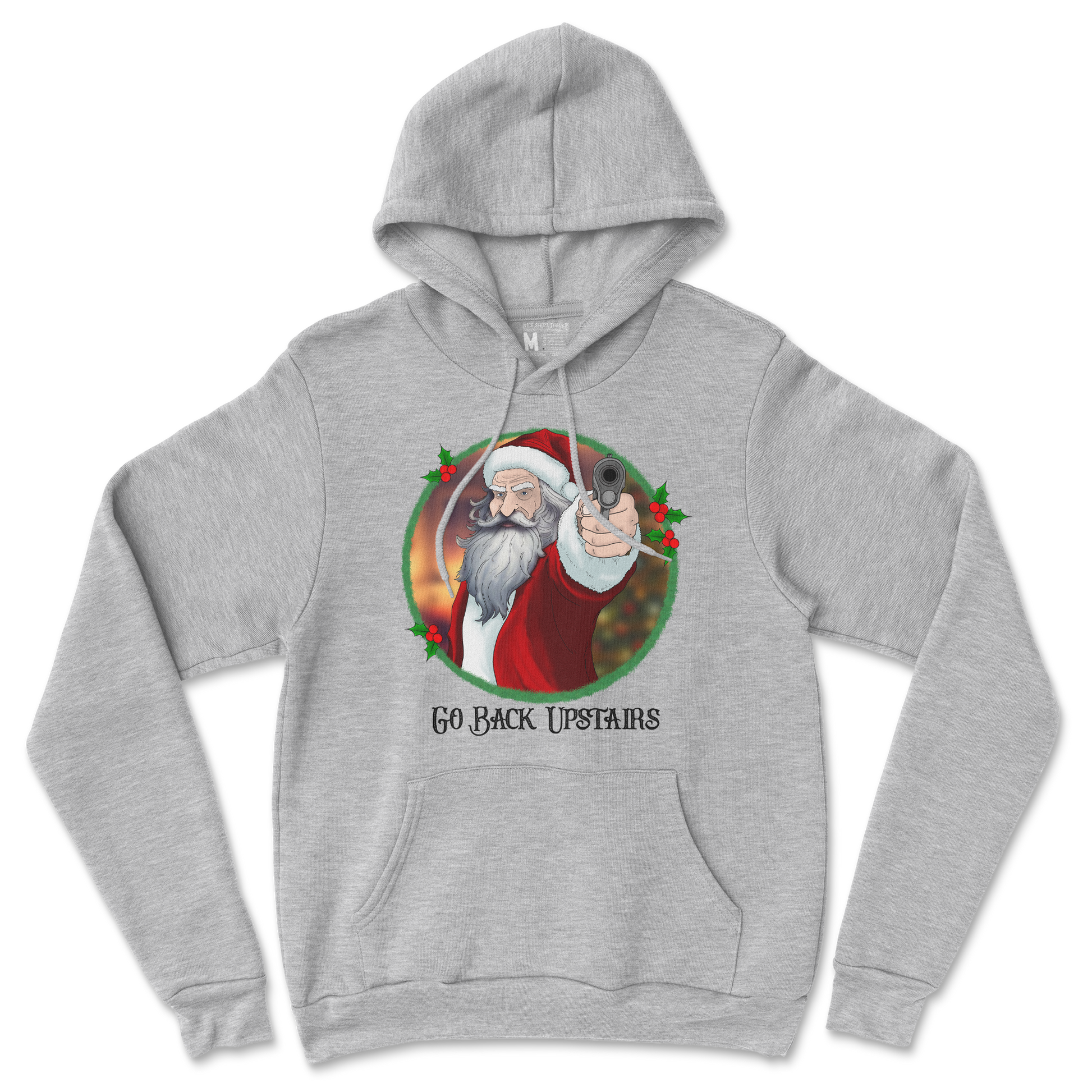 Gildan SoftStyle Hoodie Angry Santa  in Grey-Heather