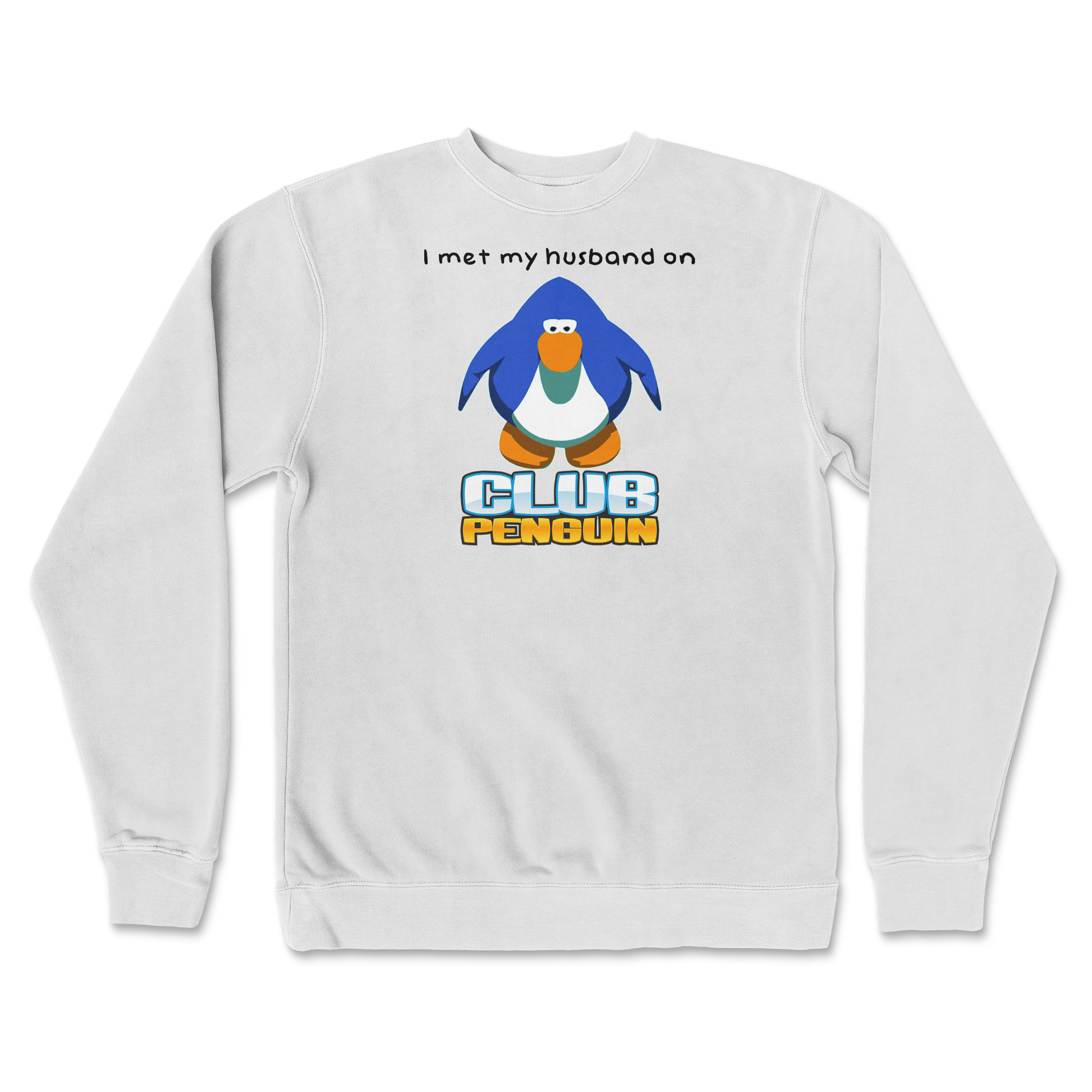 Independent Clothing Co. Crew Neck Club Penguin Husband  in white