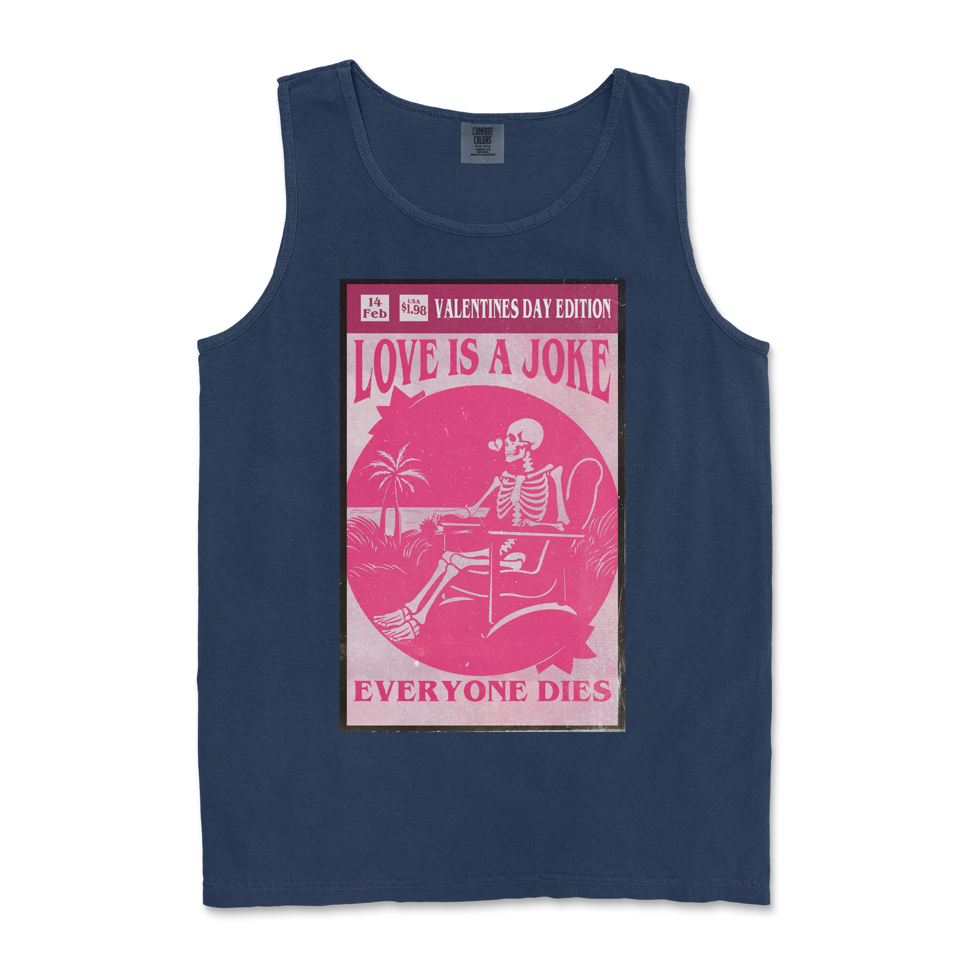 Comfort Colors Tank Top Love Is A Joke in True-Navy