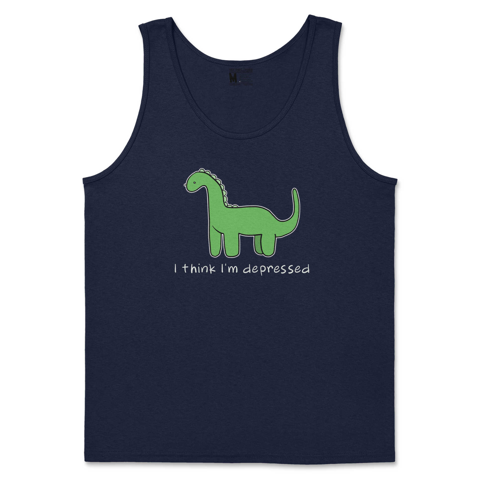 Gildan SoftStyle Tank Top Depressed Dino  in Navy