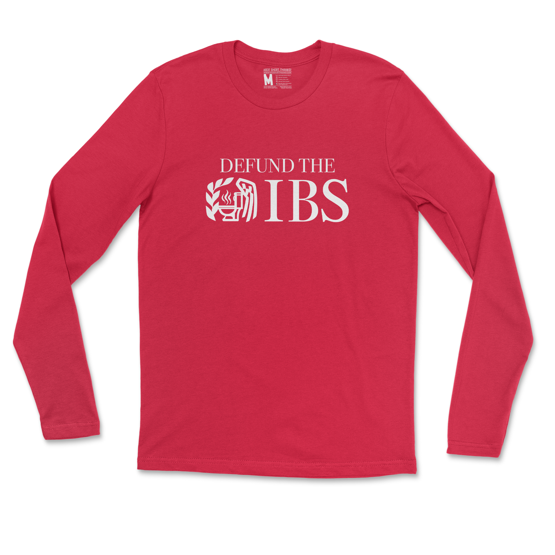 Gildan SoftStyle Long Sleeve Defund The IBS in Red