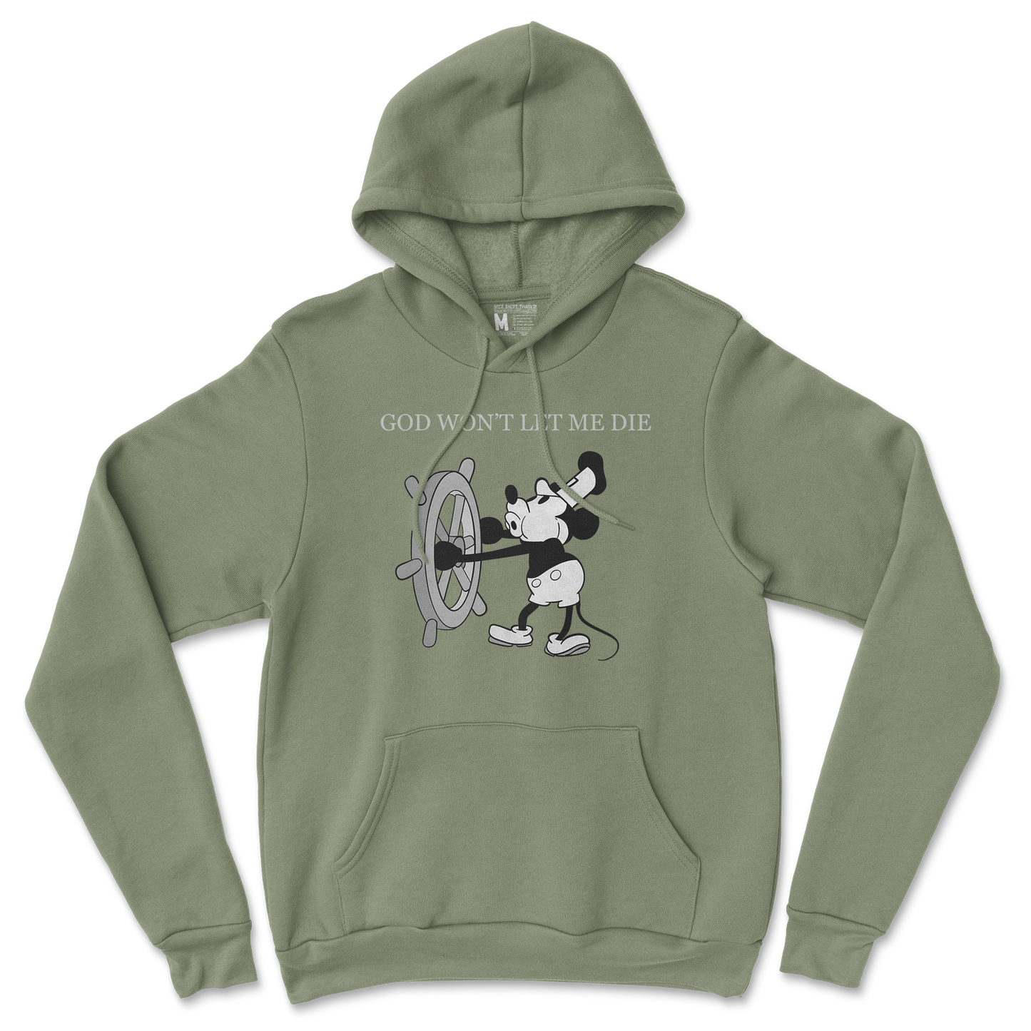 Gildan SoftStyle Hoodie God Wont Let Me Die in Military Green