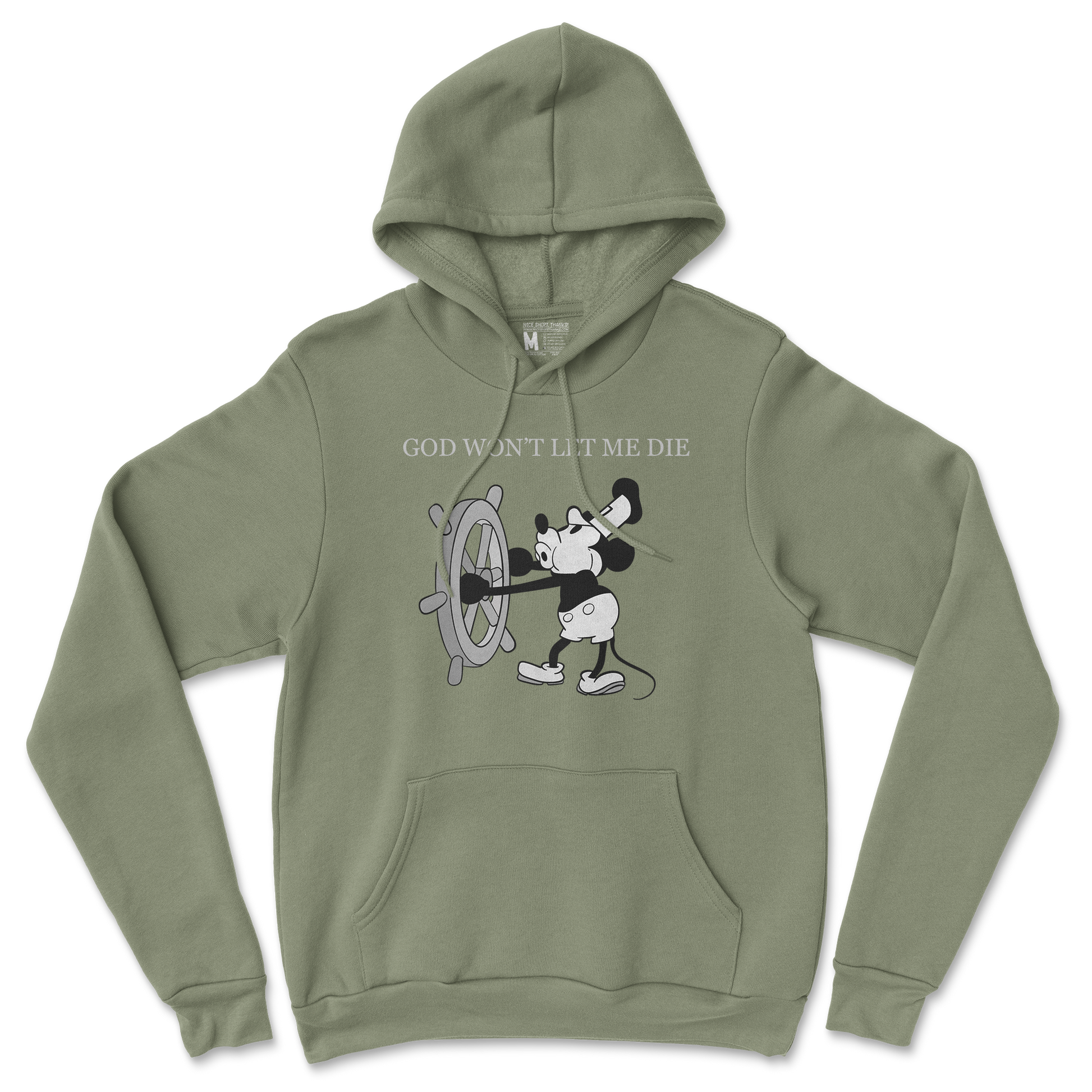 Gildan SoftStyle Hoodie God Wont Let Me Die in Military Green