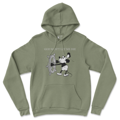 Gildan SoftStyle Hoodie God Wont Let Me Die in Military Green