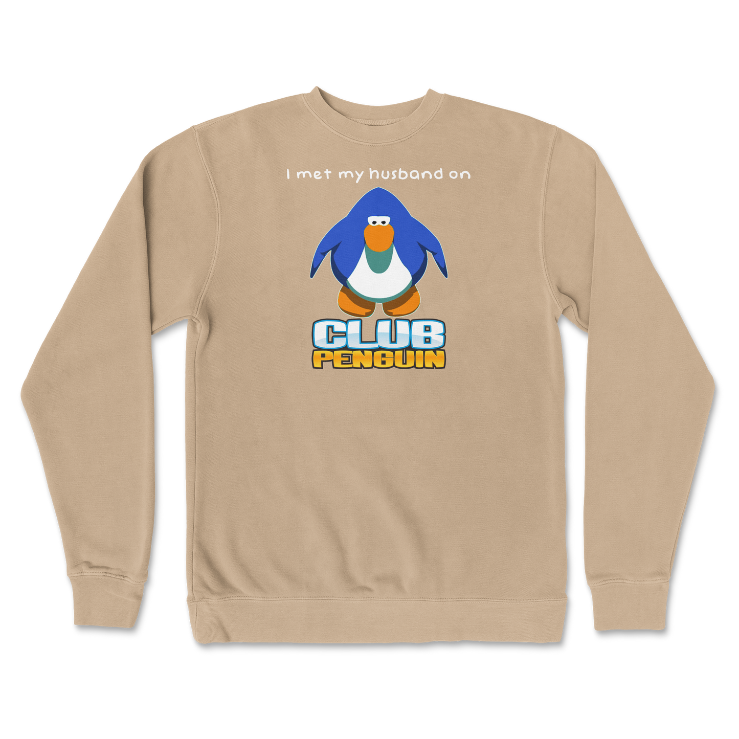 Independent Clothing Co. Crew Neck Club Penguin Husband  in Sandstone