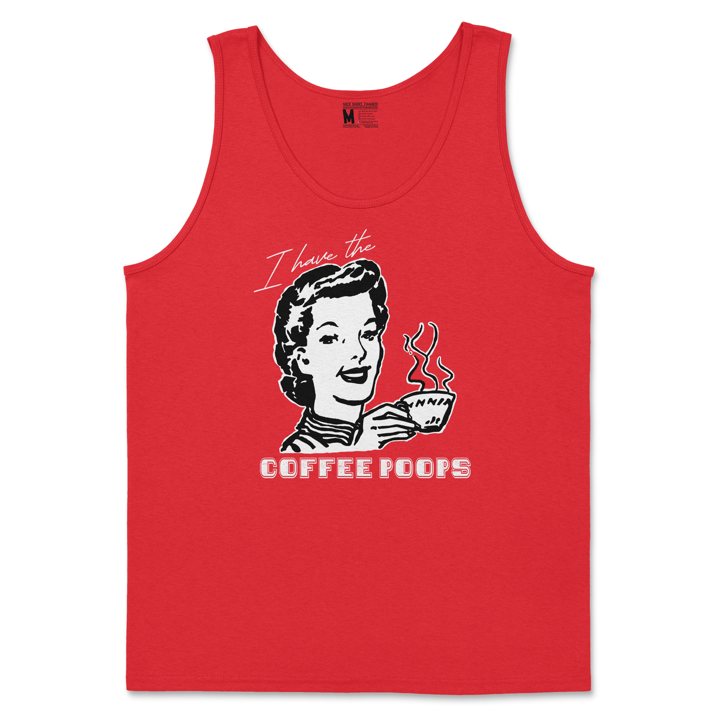 Gildan SoftStyle Tank Top Coffee Poops  in Red