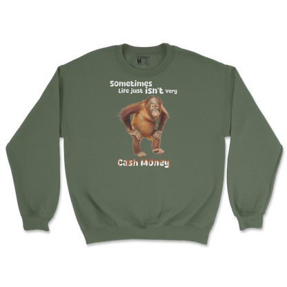 Gildan SoftStyle Crew Neck Cash Money Monkey  in Military-Green